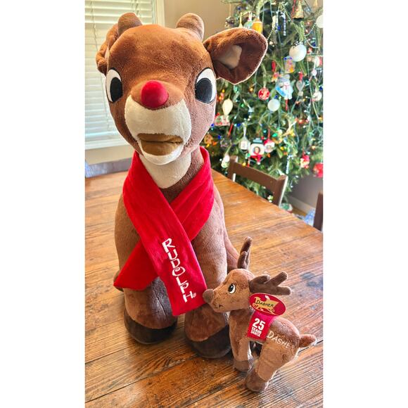 Pair of Dan Dee Reindeer Rudolph the Red-Nosed Large 24" and 9.5” Dasher - Picture 1 of 11